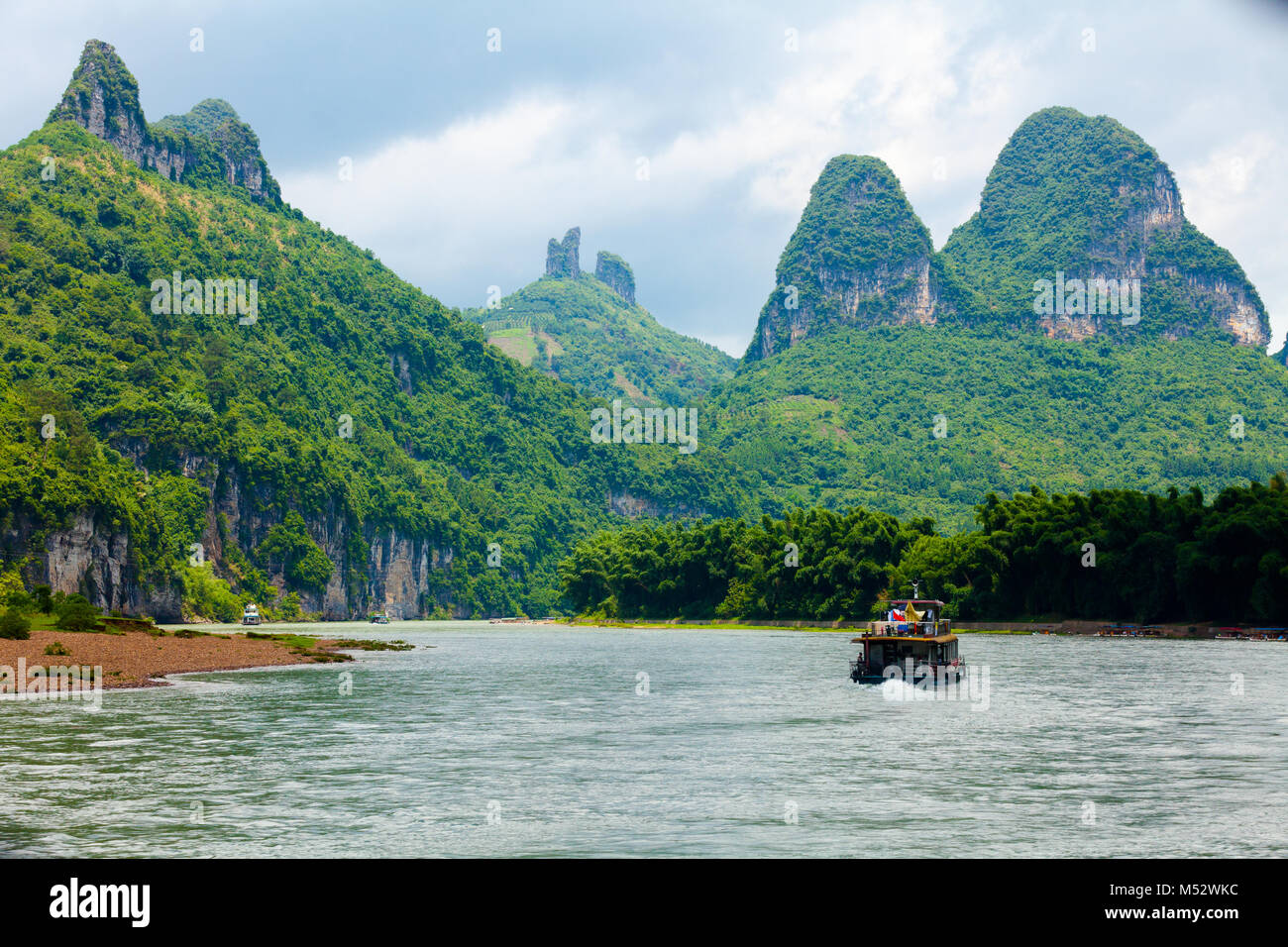 Guilin fiume li crociere panorama Foto Stock