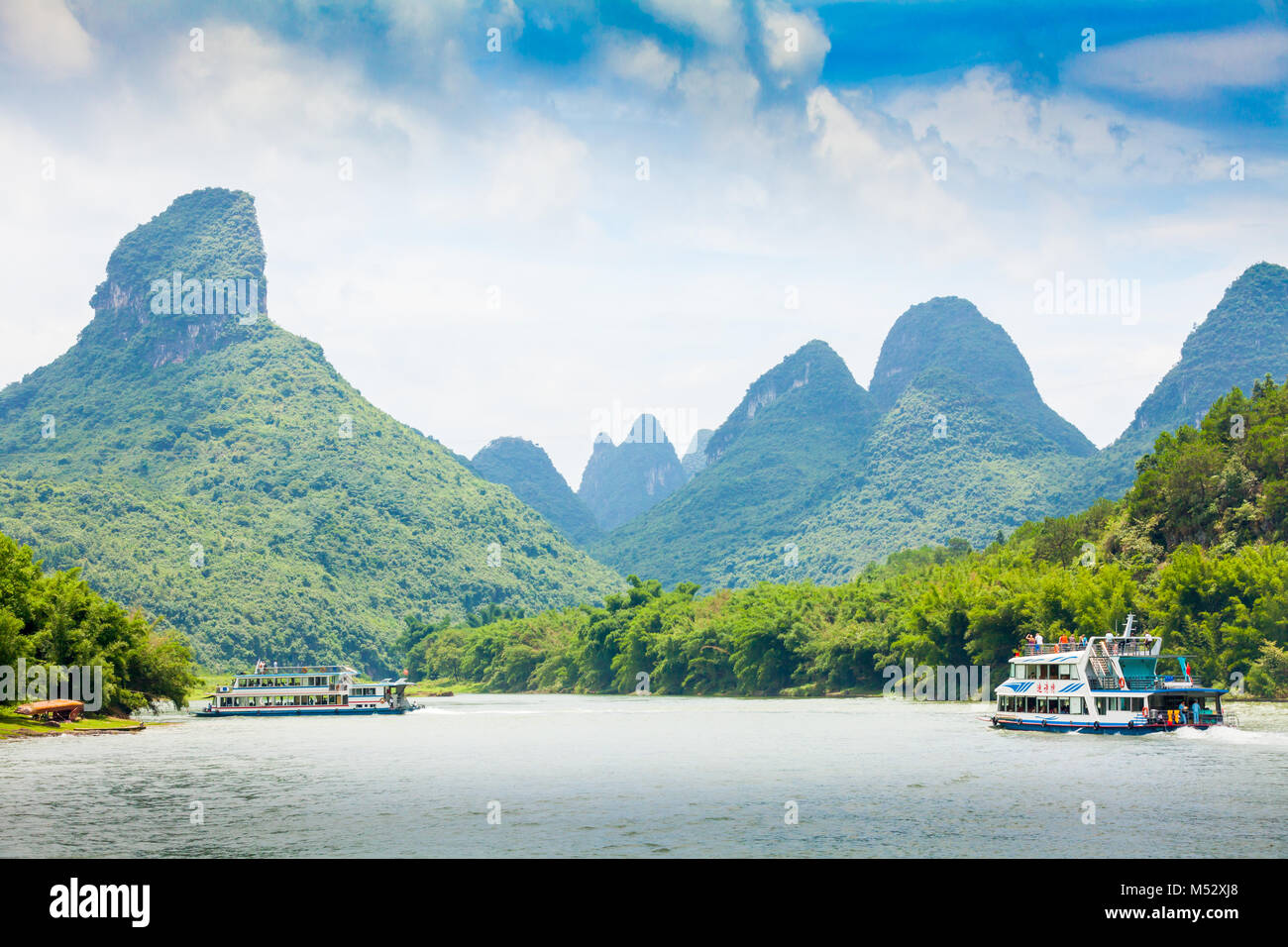 Crociera sul fiume li guilin cina Foto Stock