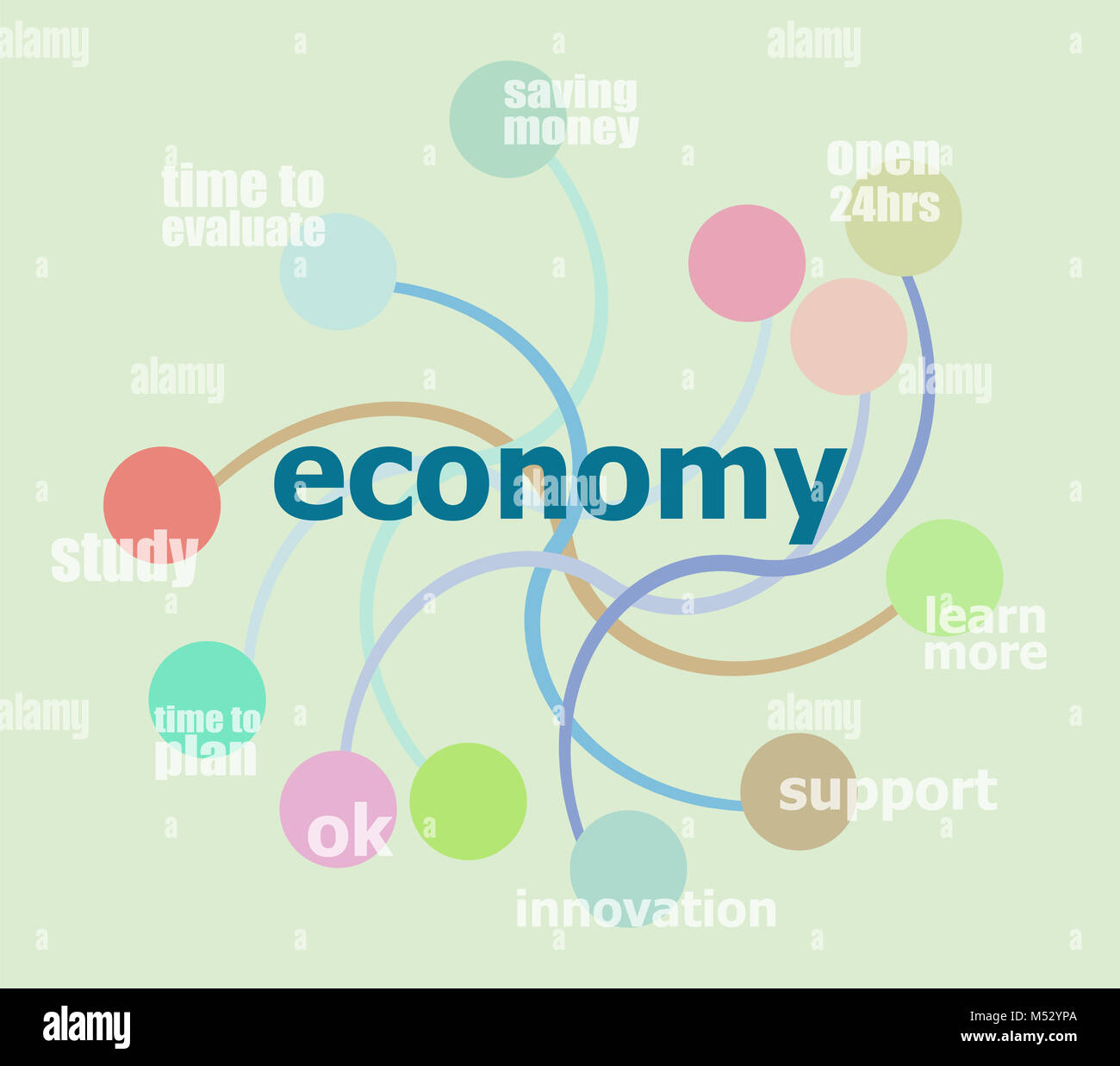 Economia di testo. Il concetto di business . Modello infografico, cerchi integrato Foto Stock