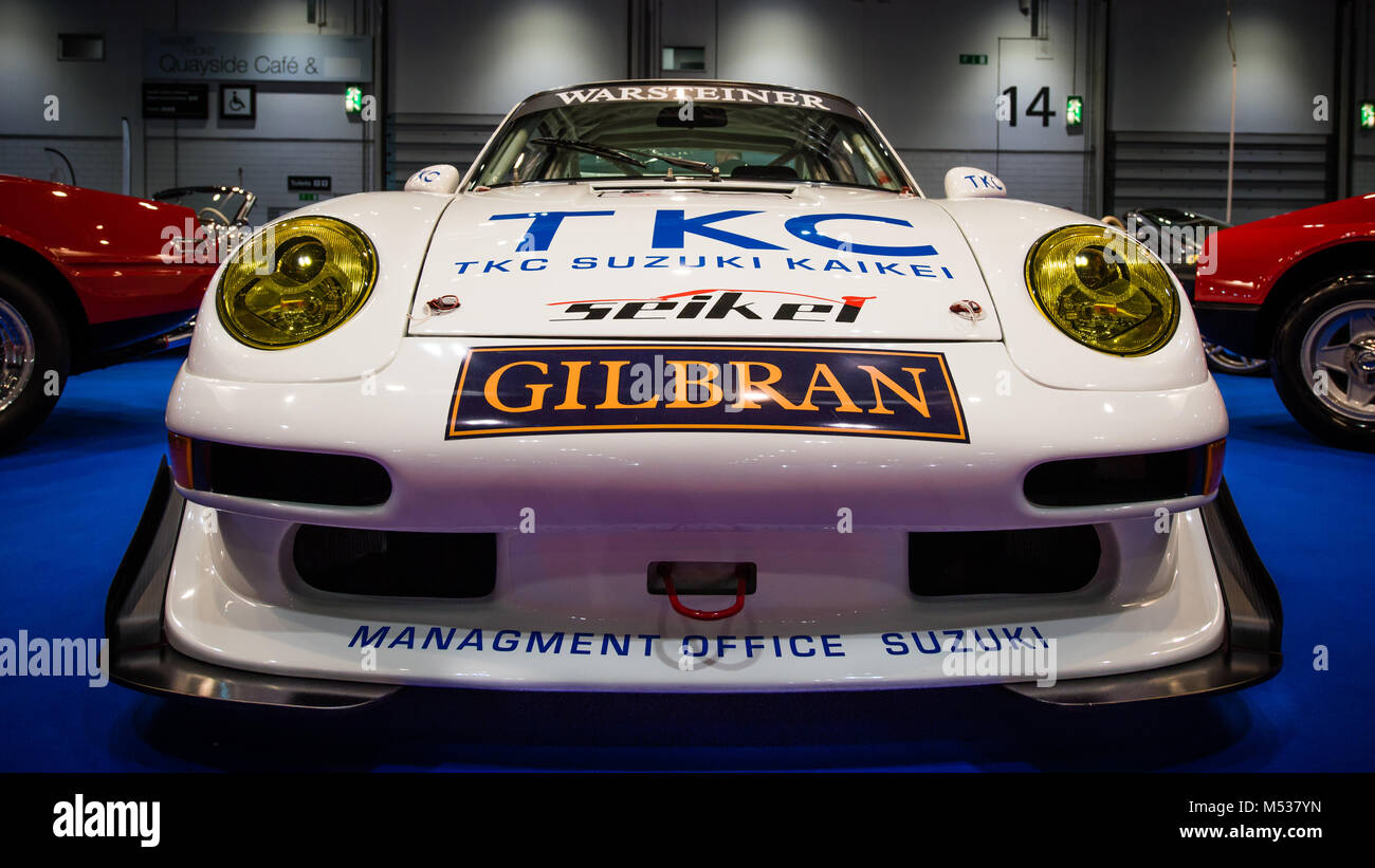 Porsche 911 GT3 RS storica endurance racing auto presso il London Classic Car Show & motorismo storico Show internazionale in Excel Foto Stock