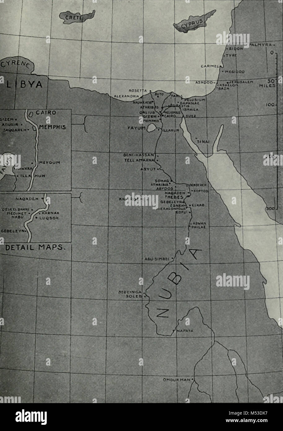 Mappa di Antico Egitto Foto Stock