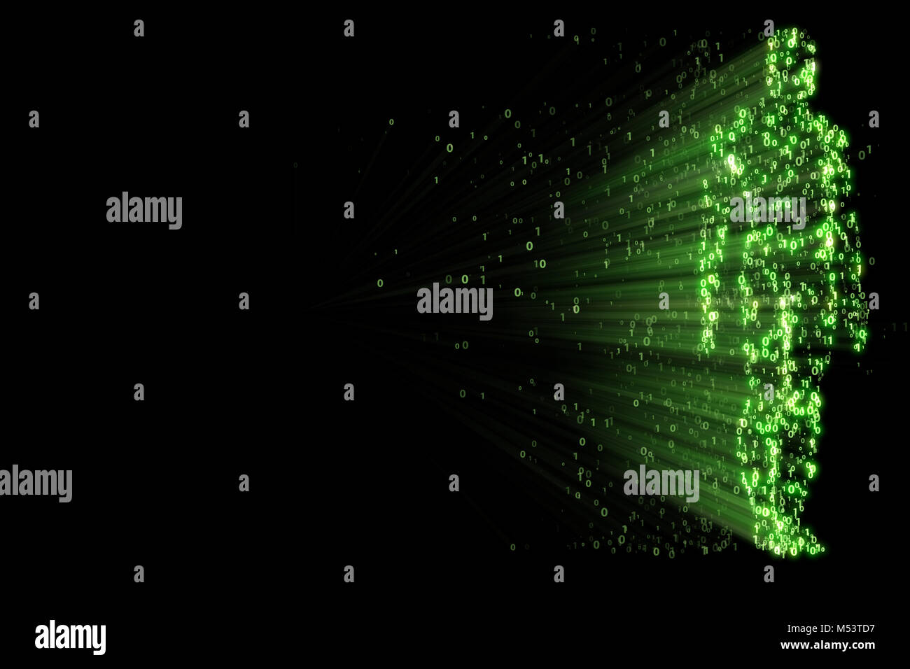 Binary uomo fatto di zeri e uni nel concetto di elaborazione Foto Stock