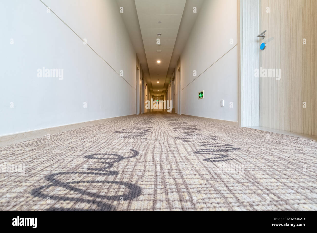 Hotel corridoio con tappeto Foto Stock