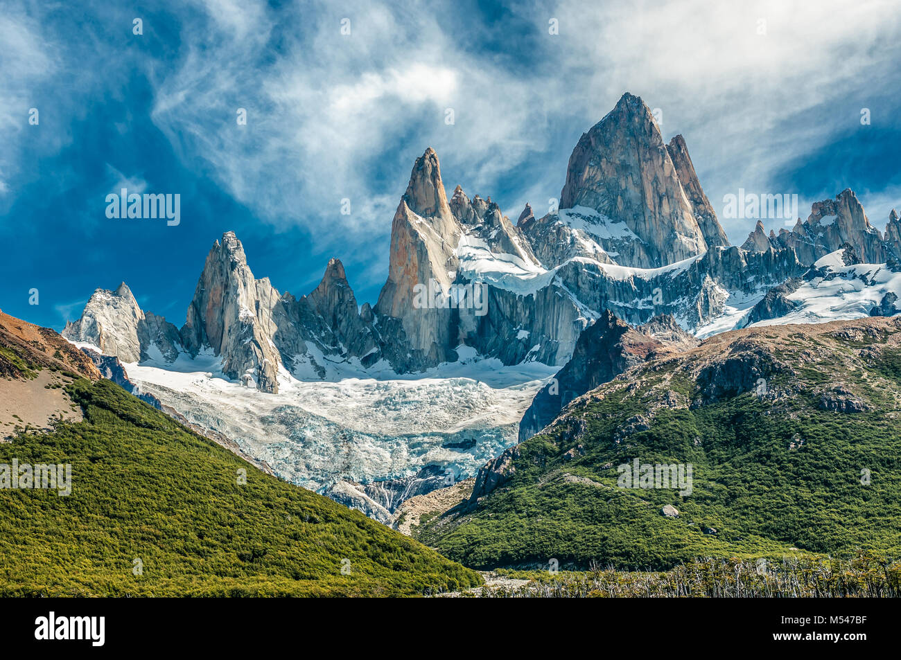 Fitz Roy montagna, El Chalten, Patagonia, Argentina Foto Stock