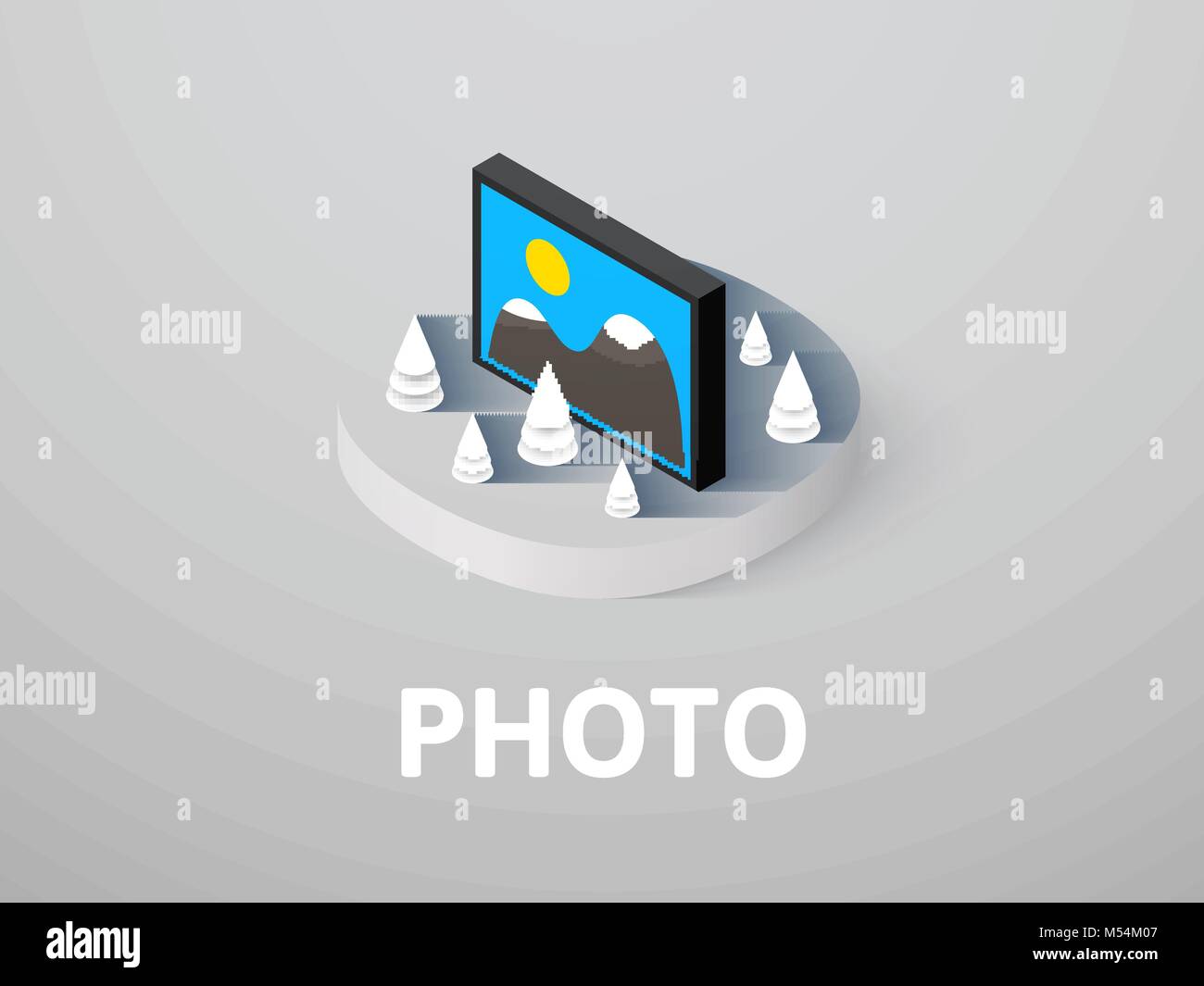Foto icona isometrica, isolata su uno sfondo colorato Illustrazione Vettoriale