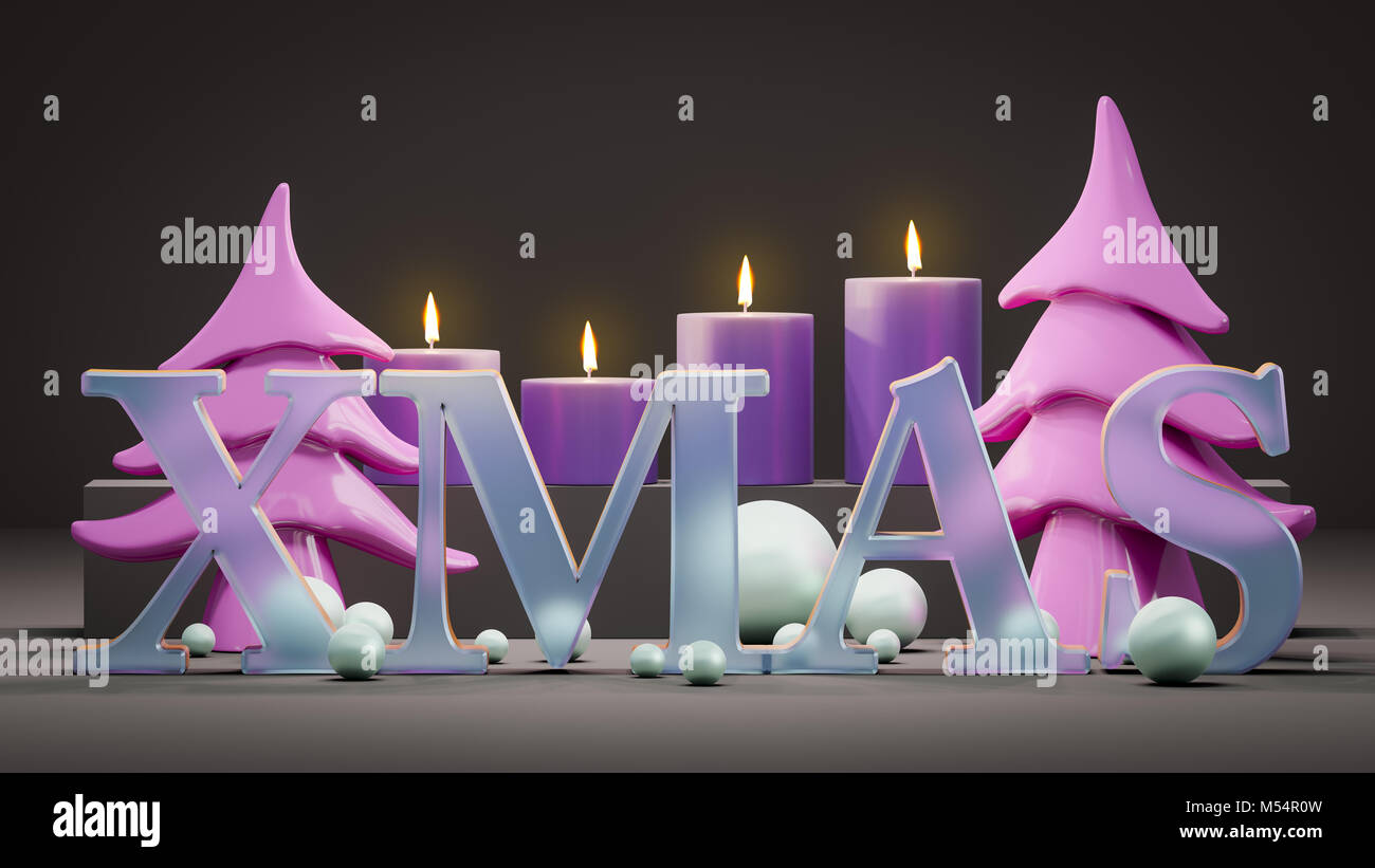 Quattro candele per il tempo di Natale Foto Stock