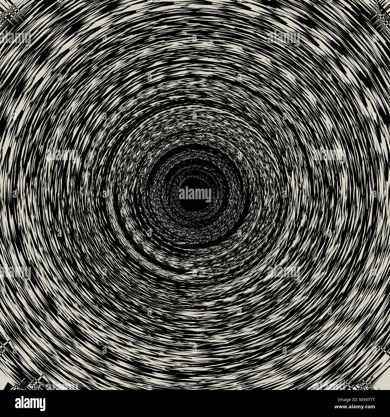 Abstract ruotare a spirale nero filo spinato sul marrone chiaro dello sfondo. Illustrazione Vettoriale Illustrazione Vettoriale
