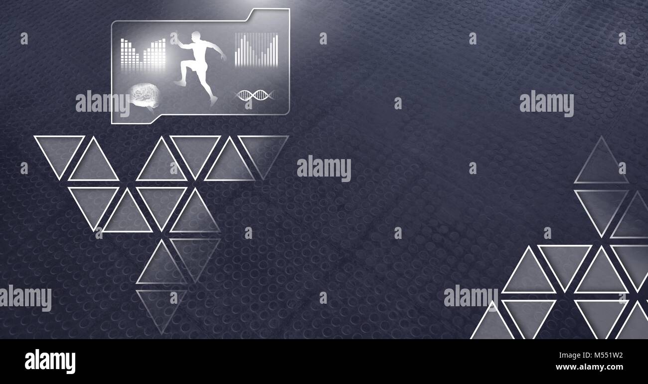 La salute umana e l'interfaccia di fitness e un triangolo poligoni Foto Stock