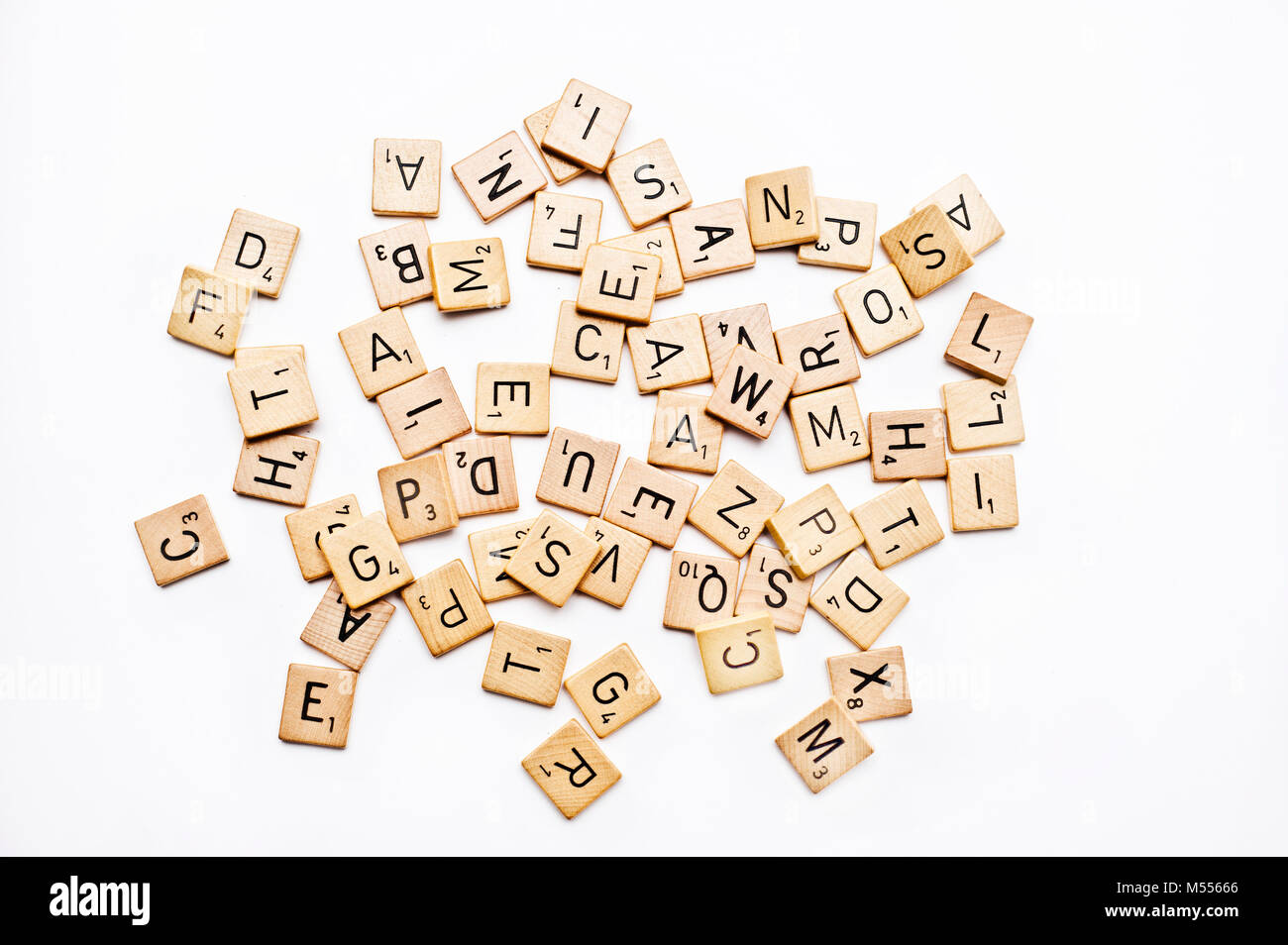 Piastrelle scrabble isolato Foto Stock