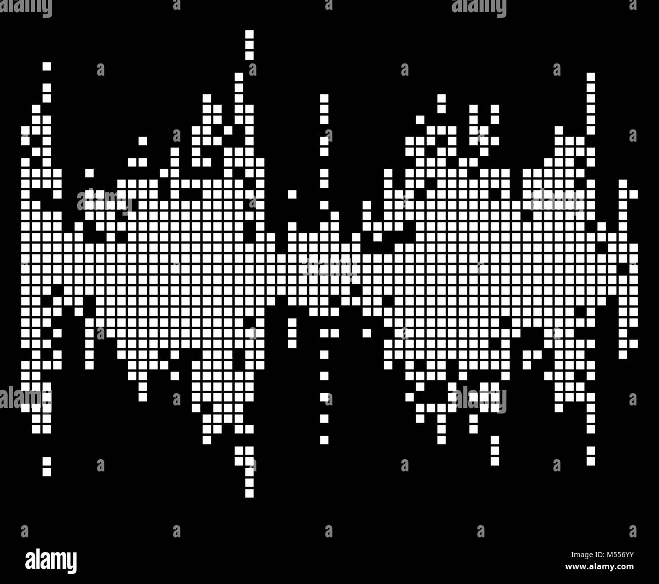 Quadrato bianco suono musica equalizzatore d'onda silhouette isolati su sfondo nero Illustrazione Vettoriale