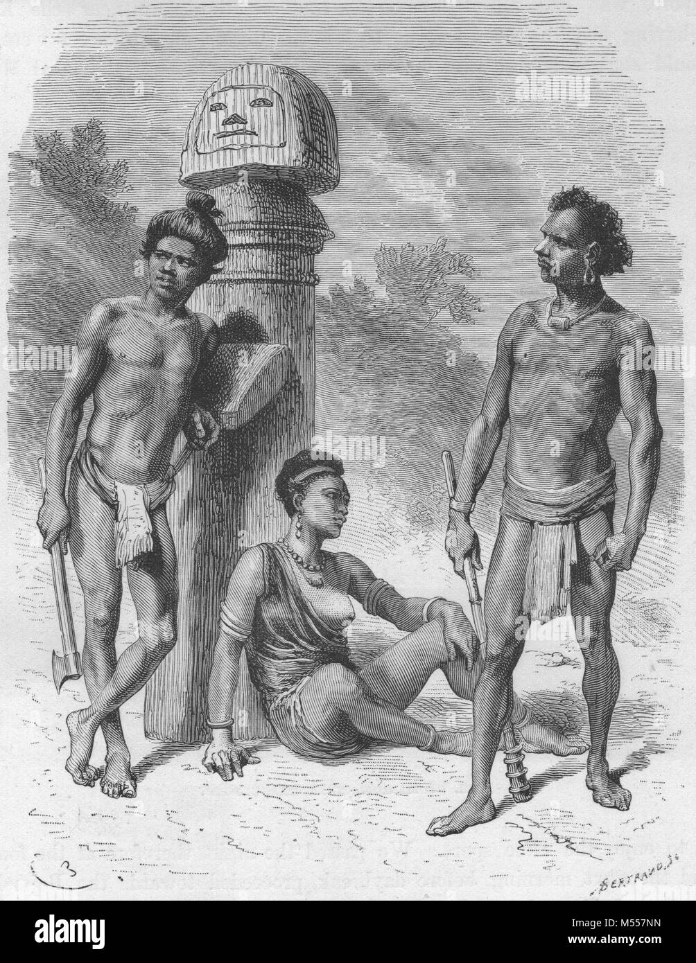 INDIA. Sontals, incisione antica 1878 Foto Stock
