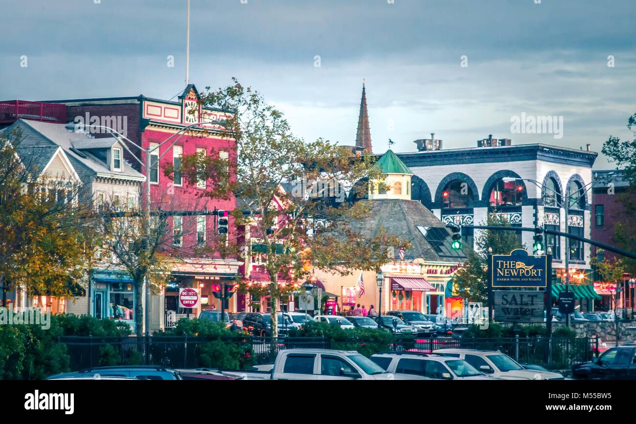 Newport Rhode Island downtown venerdì pomeriggio Foto Stock