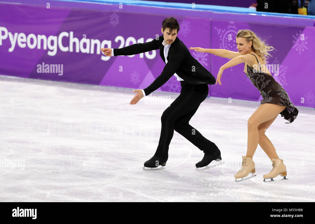 Gangneung, Corea del Sud. Xx Febbraio 2018. MADISON HUBBELL e ZACHARY DONAHUE di USA durante il pattinaggio artistico: la danza su ghiaccio, Danza libera a Gangneung Ice Arena durante il 2018 Pyeongchang Giochi Olimpici Invernali. Credito: Scott Kiernan Mc/ZUMA filo/Alamy Live News Foto Stock