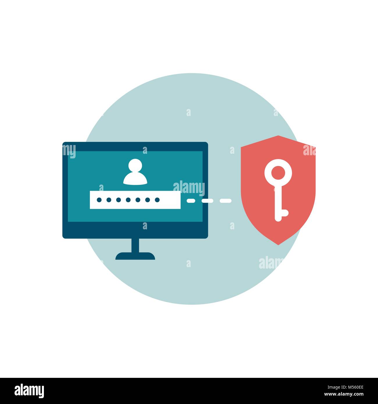 Utilizzare password sicure per proteggere i propri account online, cyber Icona sicurezza Illustrazione Vettoriale