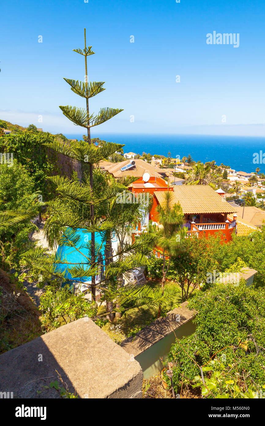El Sauzal Los Narajos Tenerife con sun vista oceano Foto Stock