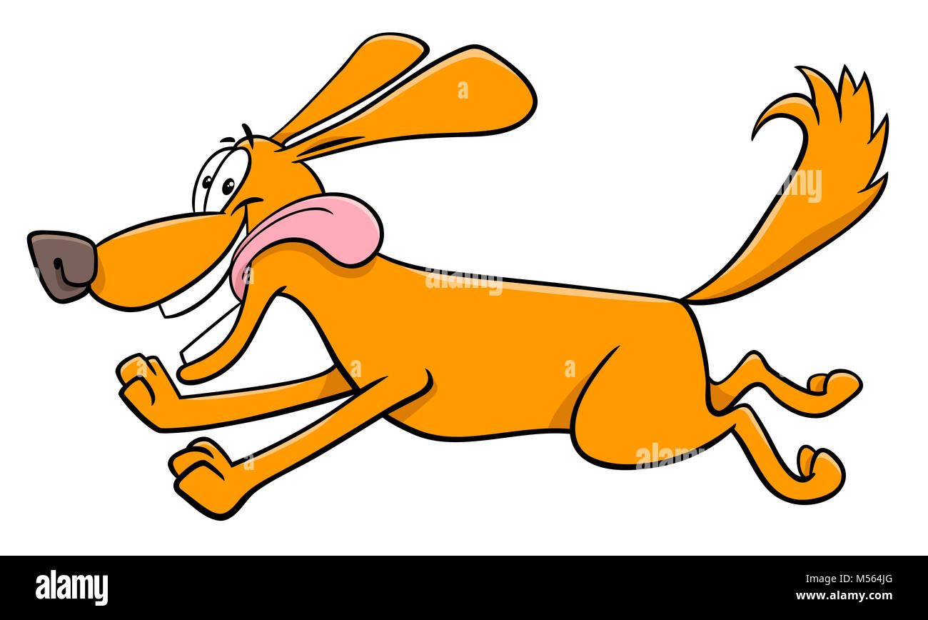 Felice esecuzione di cane personaggio dei fumetti Foto Stock