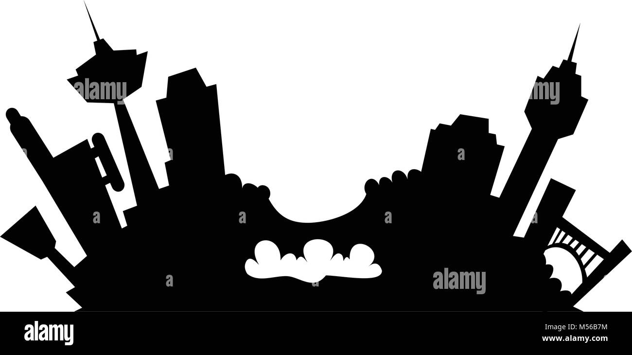 Cartoon silhouette skyline della città di Niagara Falls. Illustrazione Vettoriale