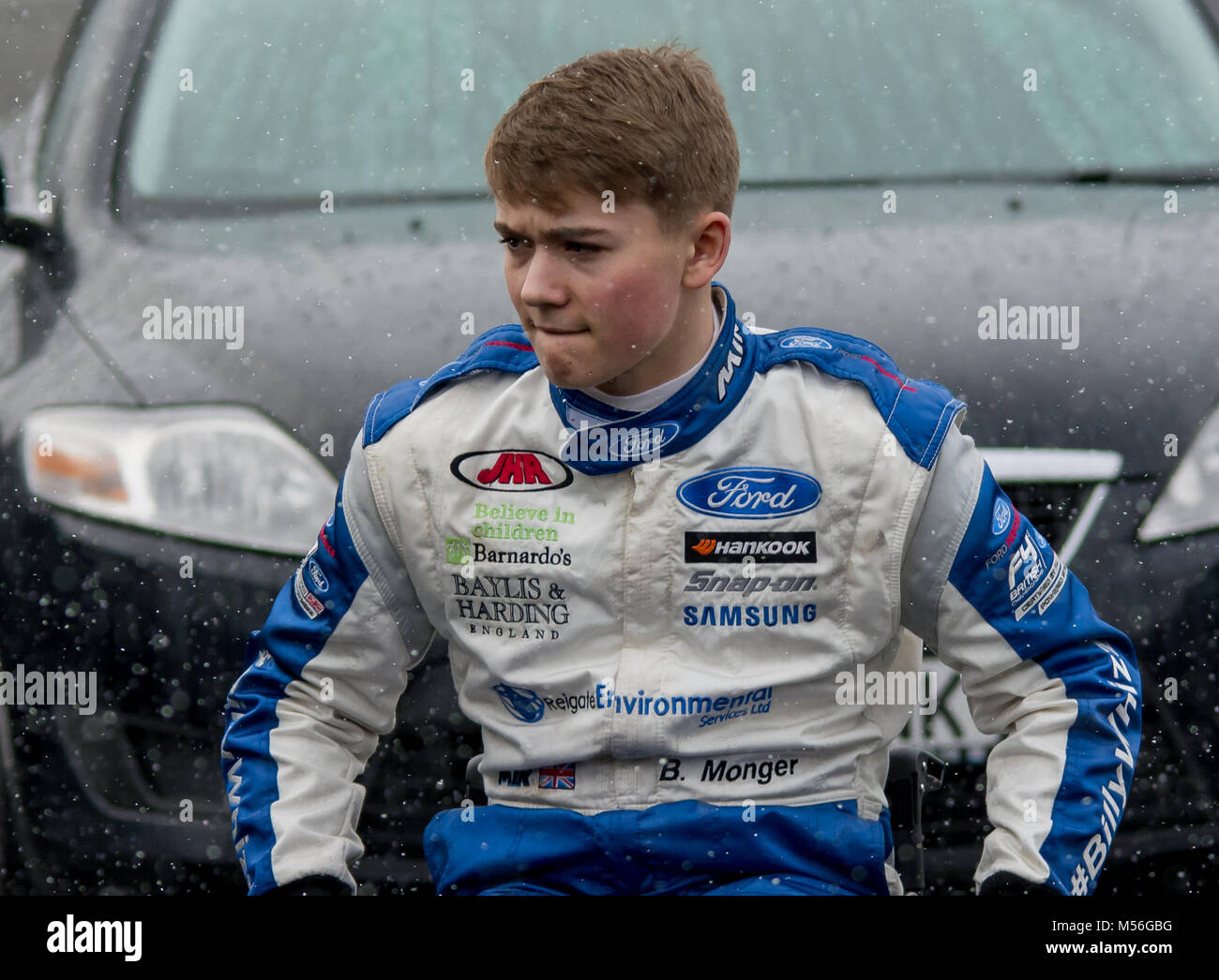 Billy Monger (#BillyWhizz) Test ad Oulton Park, il circuito Feb 2018. Prima sessione poiché il suo terribile incidente nel 2017. Foto Stock