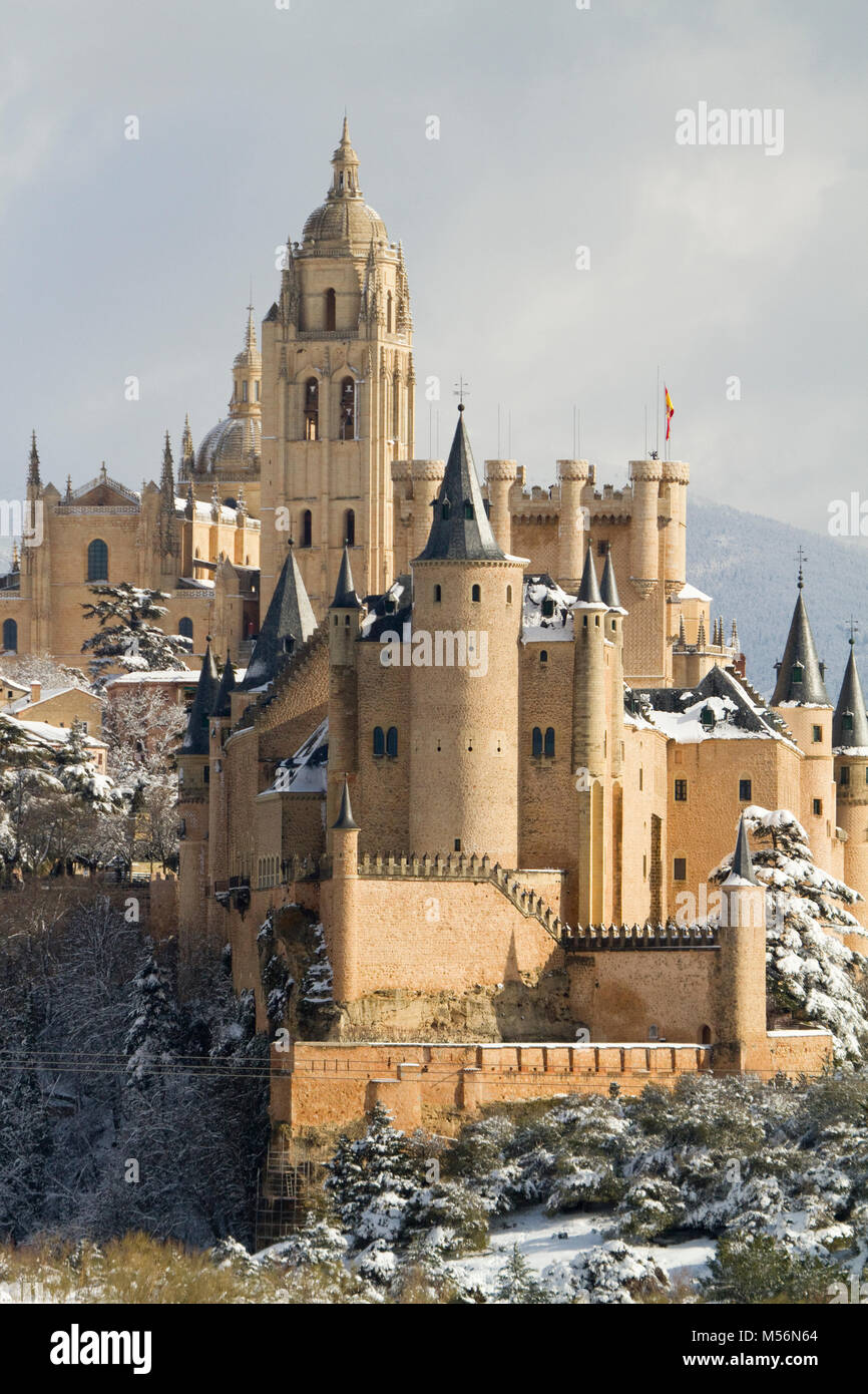 Alcazar of Segovia paesaggio, Castiglia e Leon, Spagna Foto Stock