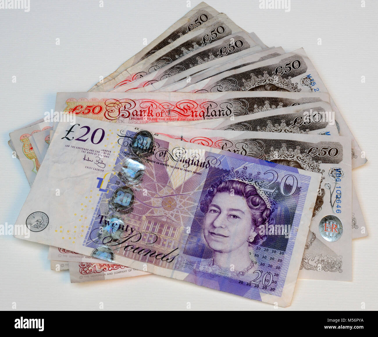 Sterline inglesi Cambio banconote Foto Stock