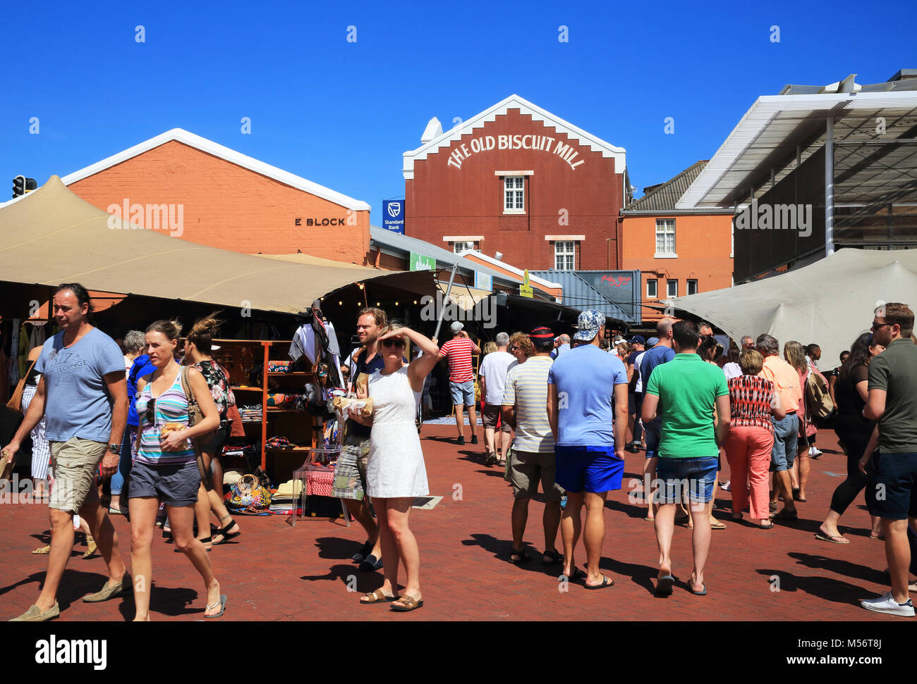 Il Vecchio Mulino di biscotto, nel cuore del trendy Woodstock, con boutique e i mercati dei prodotti alimentari in un unico industriale-impostazione di stile, a Cape Town, SA Foto Stock