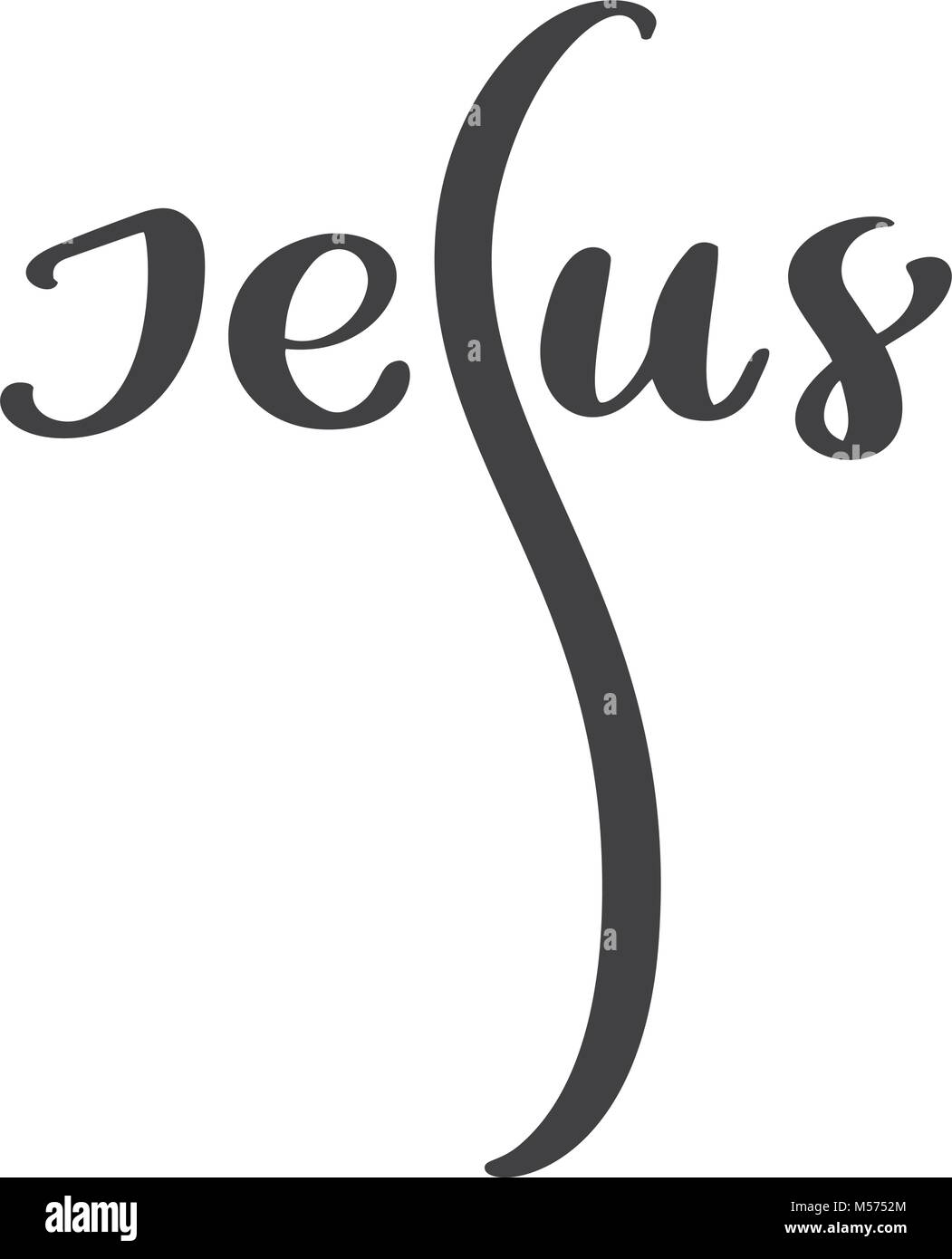 Disegnata a mano Gesù caratteri di testo testo forma a croce sullo sfondo bianco. Calligraphy lettering illustrazione vettoriale Illustrazione Vettoriale