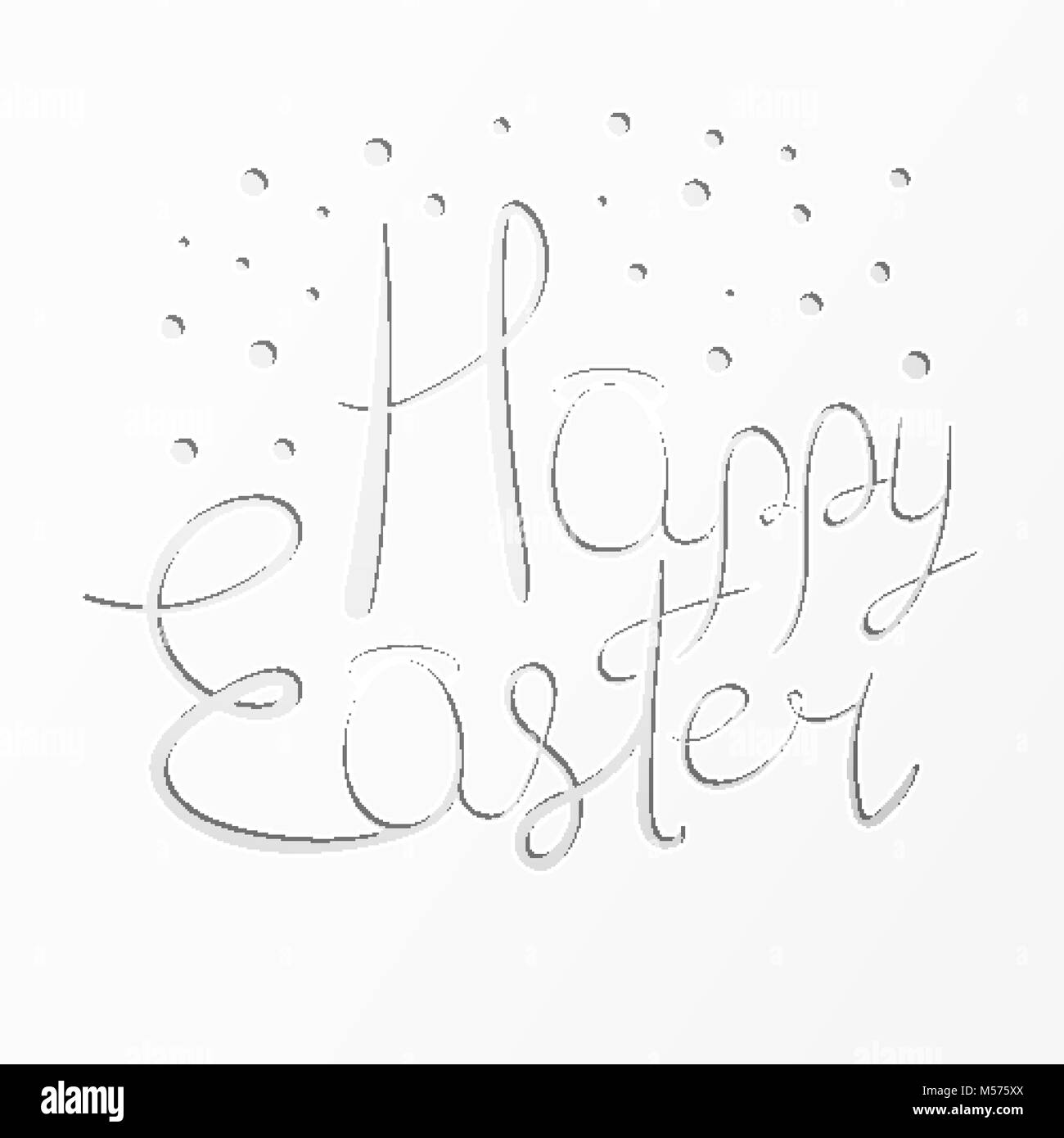 Carta tagliata felice festa di Pasqua il testo con le uova e la polka dot elementi Illustrazione Vettoriale