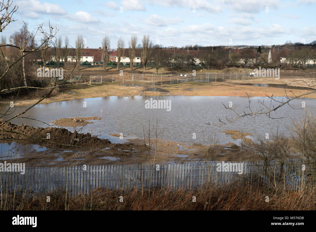 Costruzione brownfield site essendo sviluppato per alloggiamento su ex fabbrica di BOC terreni in Birtley, North East England, Regno Unito Foto Stock