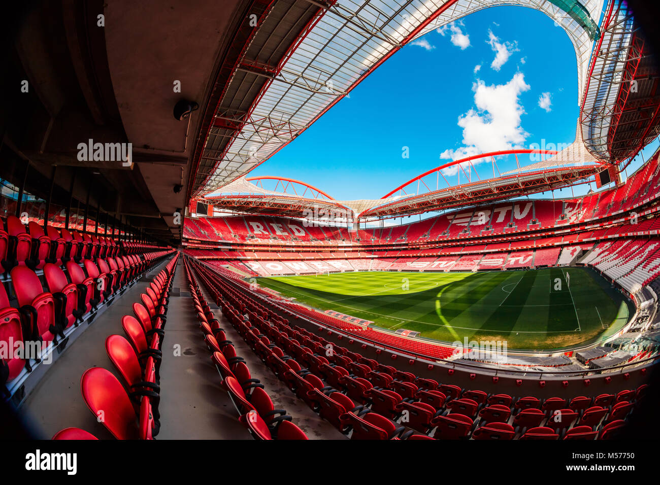 Sport Lisboa e Benfica, un Premier League il portoghese sports club con sede in Estdio da Luz di Lisbona, in Portogallo. Fish Eye prespective. Foto Stock