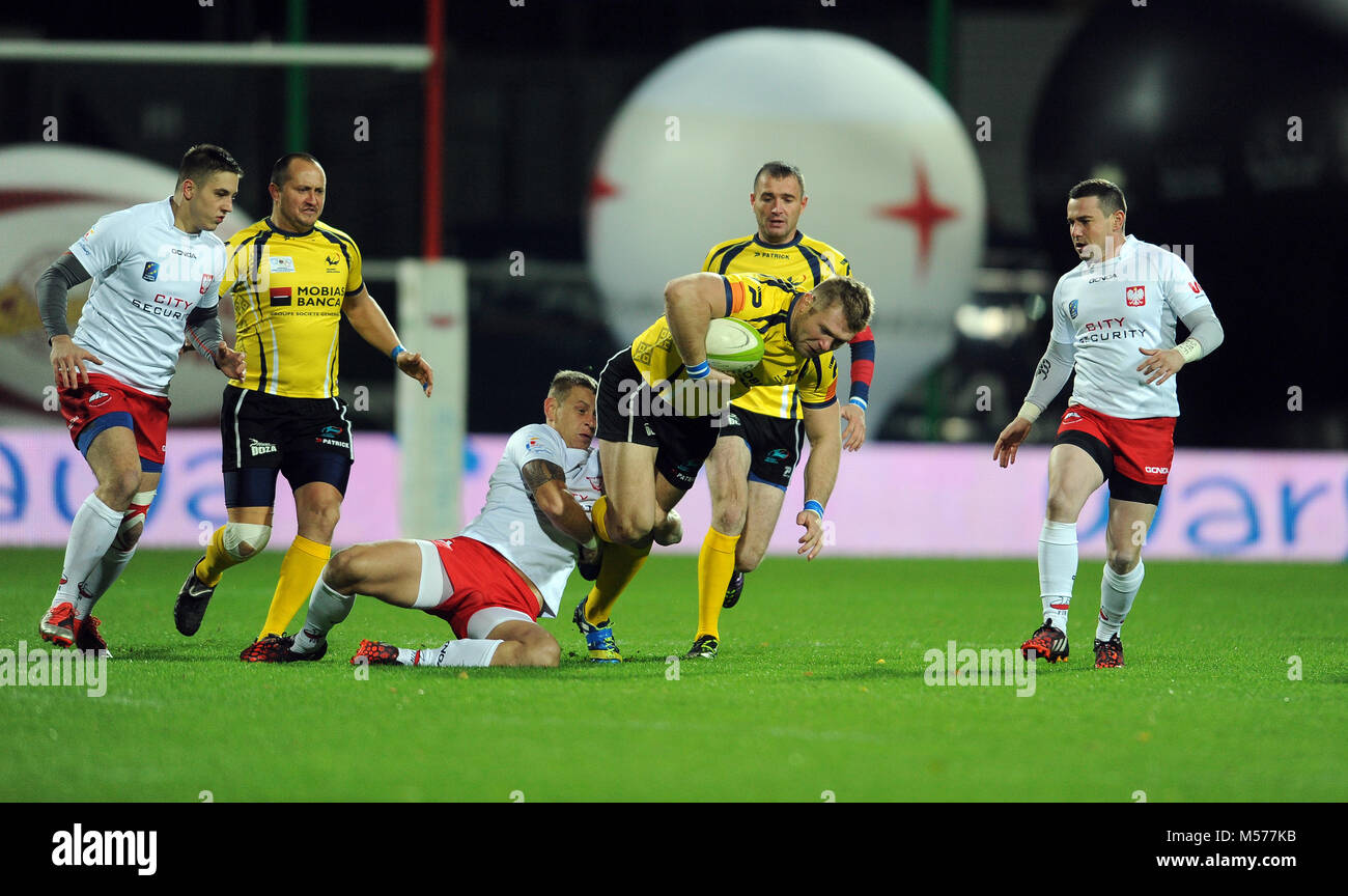 Varsavia, Polonia-Novembre 14, 2015: Inernational amichevole partita di rugby in Polonia - Moldavia Europa Rugby Cup Foto Stock