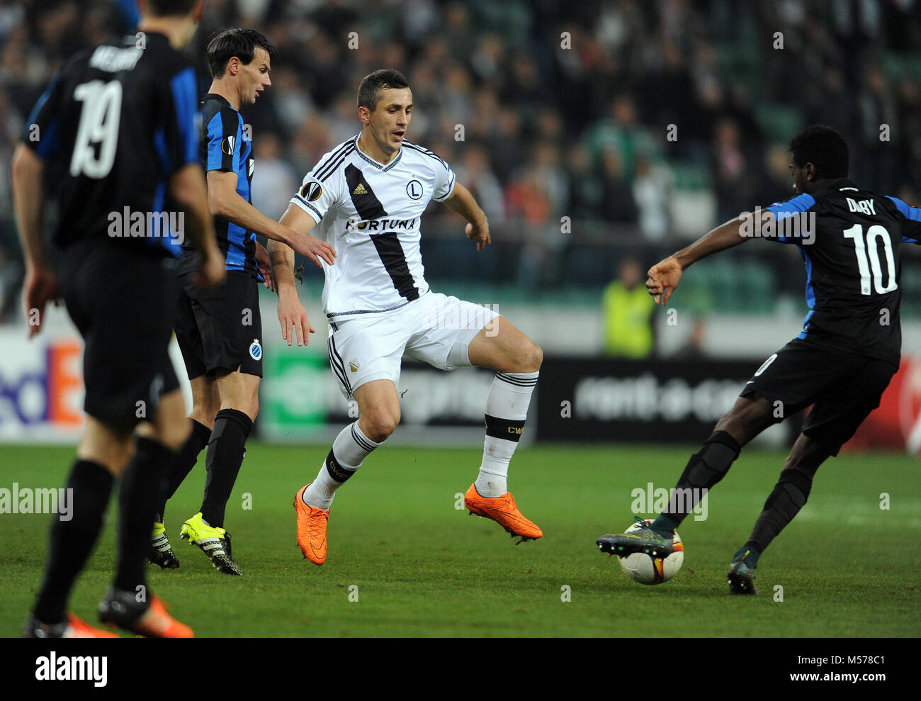 Varsavia, Polonia - 22 ottobre 2015: LA UEFA Europa League group stage Legia Warszawa Club Brugge Belgio o/p: Foto Stock