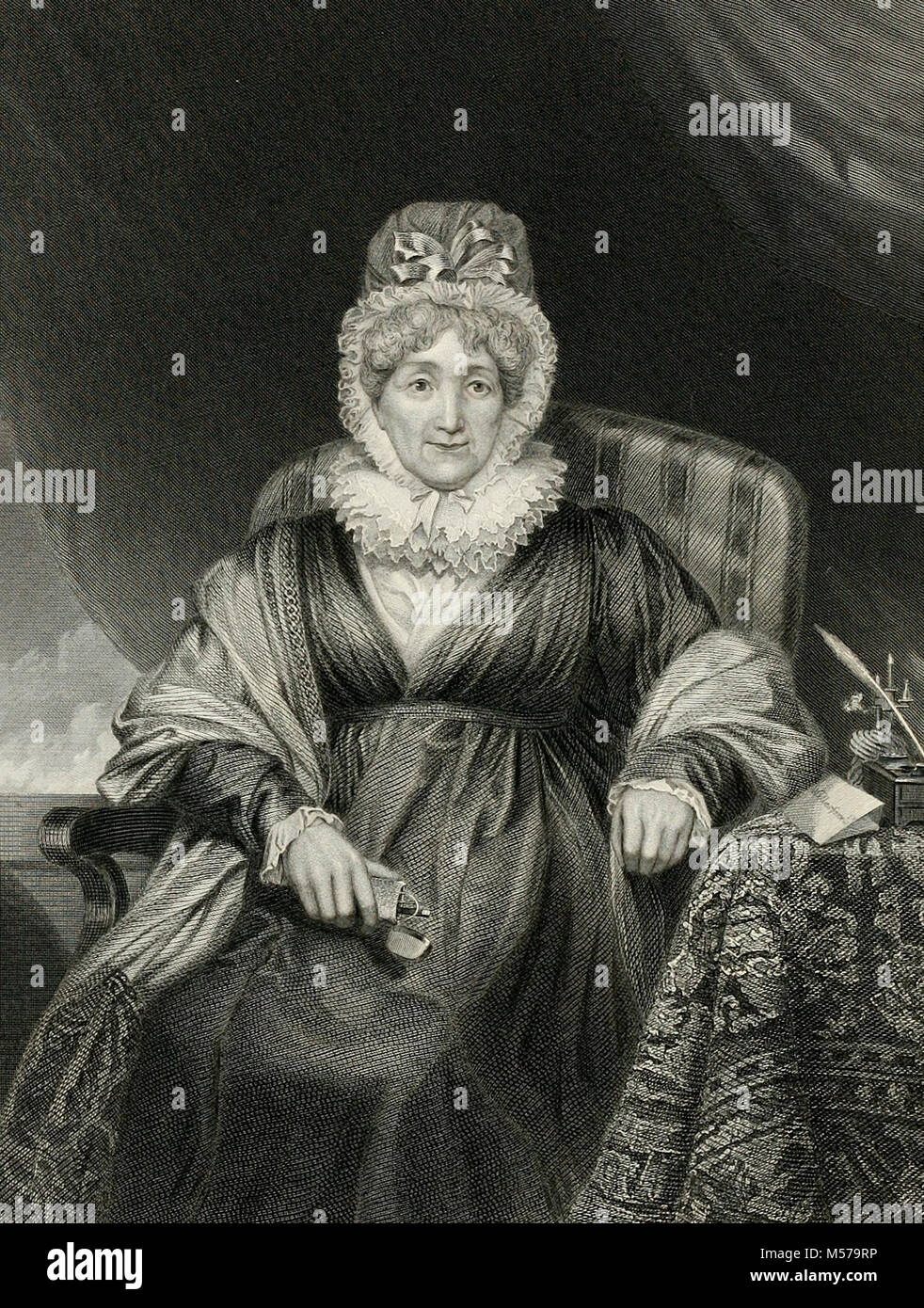 .Hannah più, circa 1820. Hannah più era una religione inglese scrittore e filantropo, ricordato come un poeta e drammaturgo nel cerchio di Johnson, Reynolds e Garrick, come scrittore sul morale e soggetti religiosi, e come una pratica filantropo Foto Stock