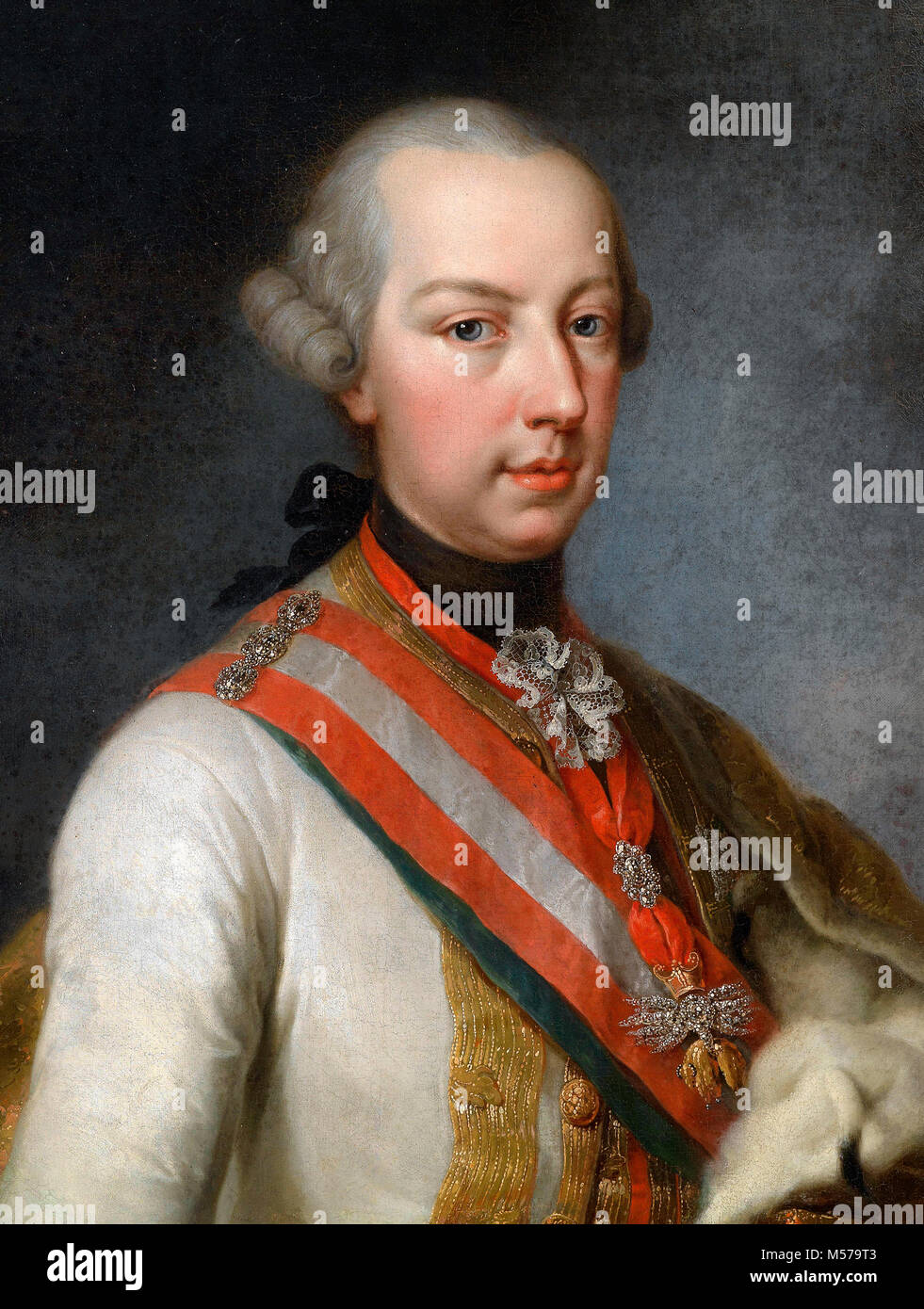 Ritratto del più tardi Imperatore d'Austria Giuseppe II, come co-reggente di sua madre - Joseph Hickel Foto Stock