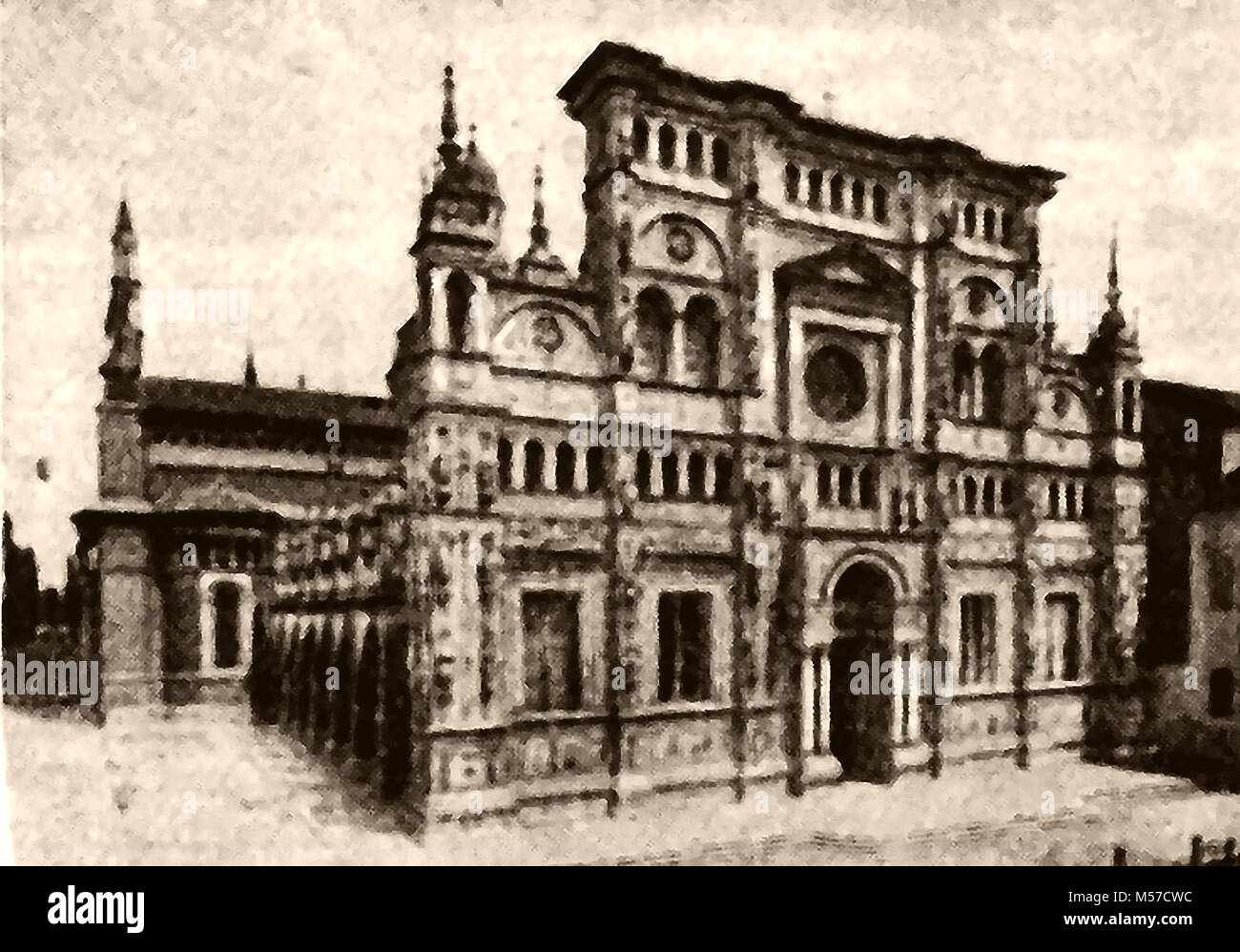 Un 1921 immagine della facciata della Certosa o Certosa di Pavia, Italia (completato C1465) Foto Stock