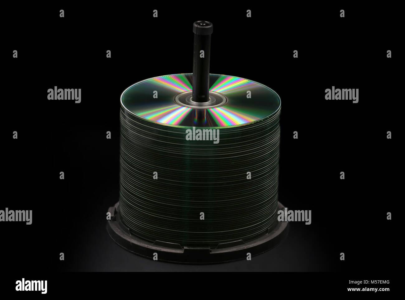 DVD vuoto, dischi CD isolato su nero Foto Stock