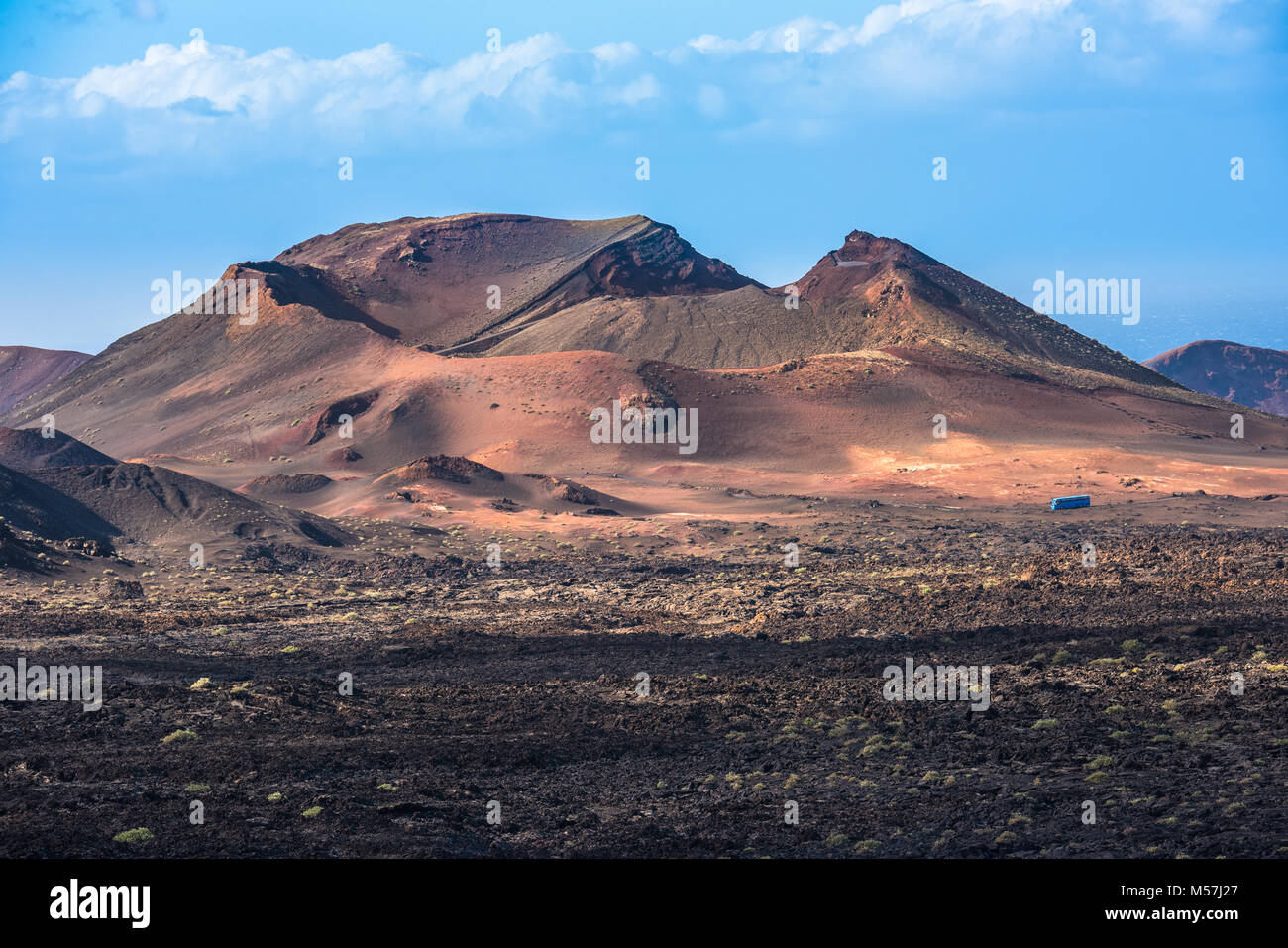 Paesaggio vulcanico al Parco Nazionale di Timanfaya, Lanzarote, Isole Canarie, Spagna Foto Stock