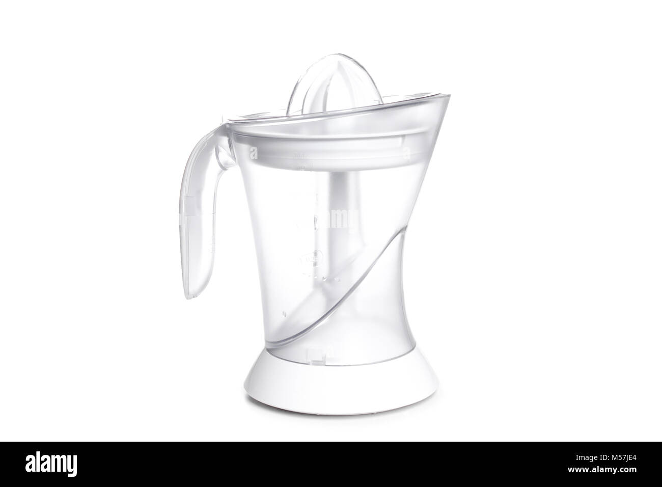 Elettrico estrattore di succo, spremitore di agrumi per isolato sul bianco. Foto Stock