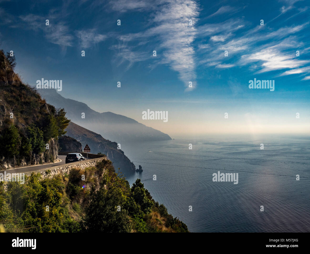 Amalfi Coast Road, il Golfo di Salerno, Italia. Foto Stock
