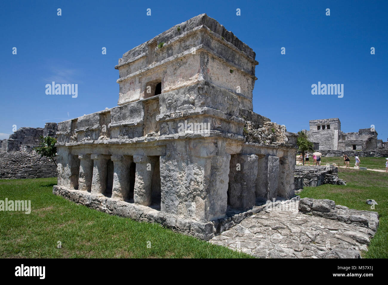 Le rovine maya di Tulum, zona archeologica, Tulum Riviera Maya, Yucatan, Quintana Roo, Messico, Caraibi Foto Stock