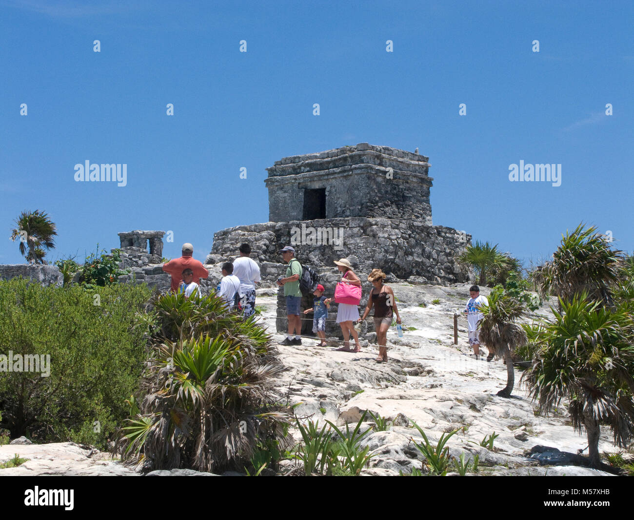 Le rovine maya di Tulum, zona archeologica, Tulum Riviera Maya, Yucatan, Quintana Roo, Messico, Caraibi Foto Stock