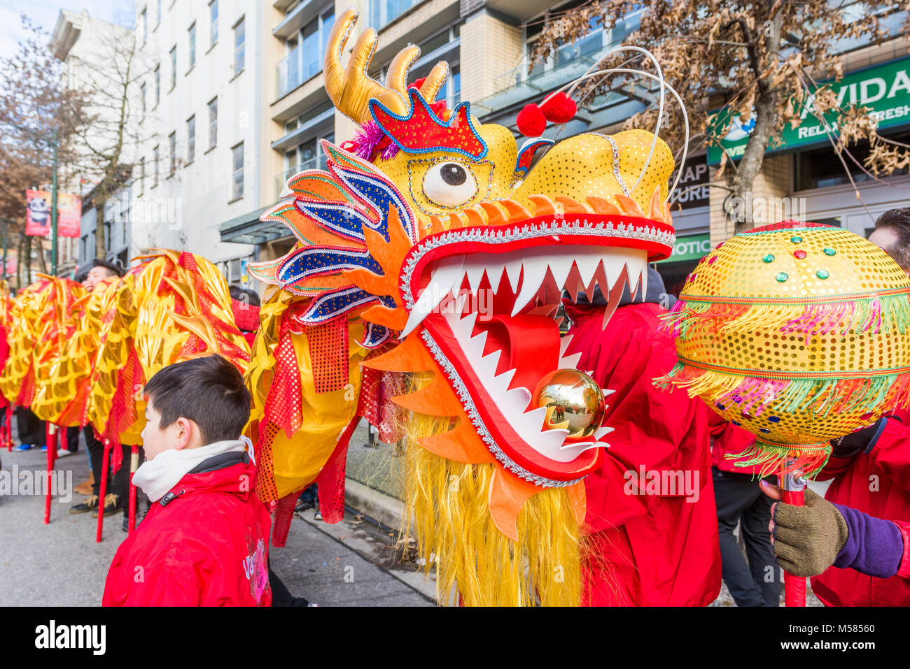 Nuovo anno lunare cinese Parade, Chinatown, Vancouver, British Columbia, Canada. Foto Stock