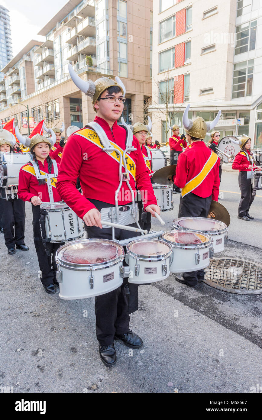 Nuovo anno lunare cinese Parade, Chinatown, Vancouver, British Columbia, Canada. Foto Stock