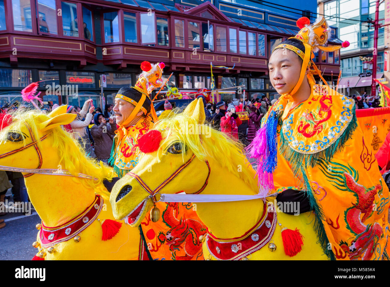 Nuovo anno lunare cinese Parade, Chinatown, Vancouver, British Columbia, Canada. Foto Stock