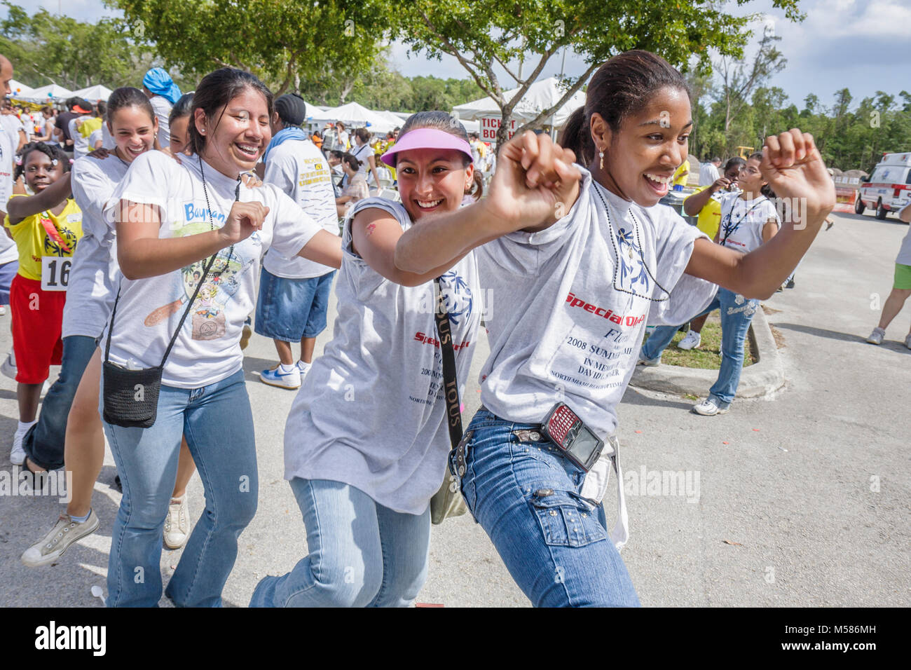 Miami Florida,North Miami Beach Florida,International University,FIU,campus,Special Olympics,needs,mental,fisicamente,disabled,volontariato volontario c Foto Stock