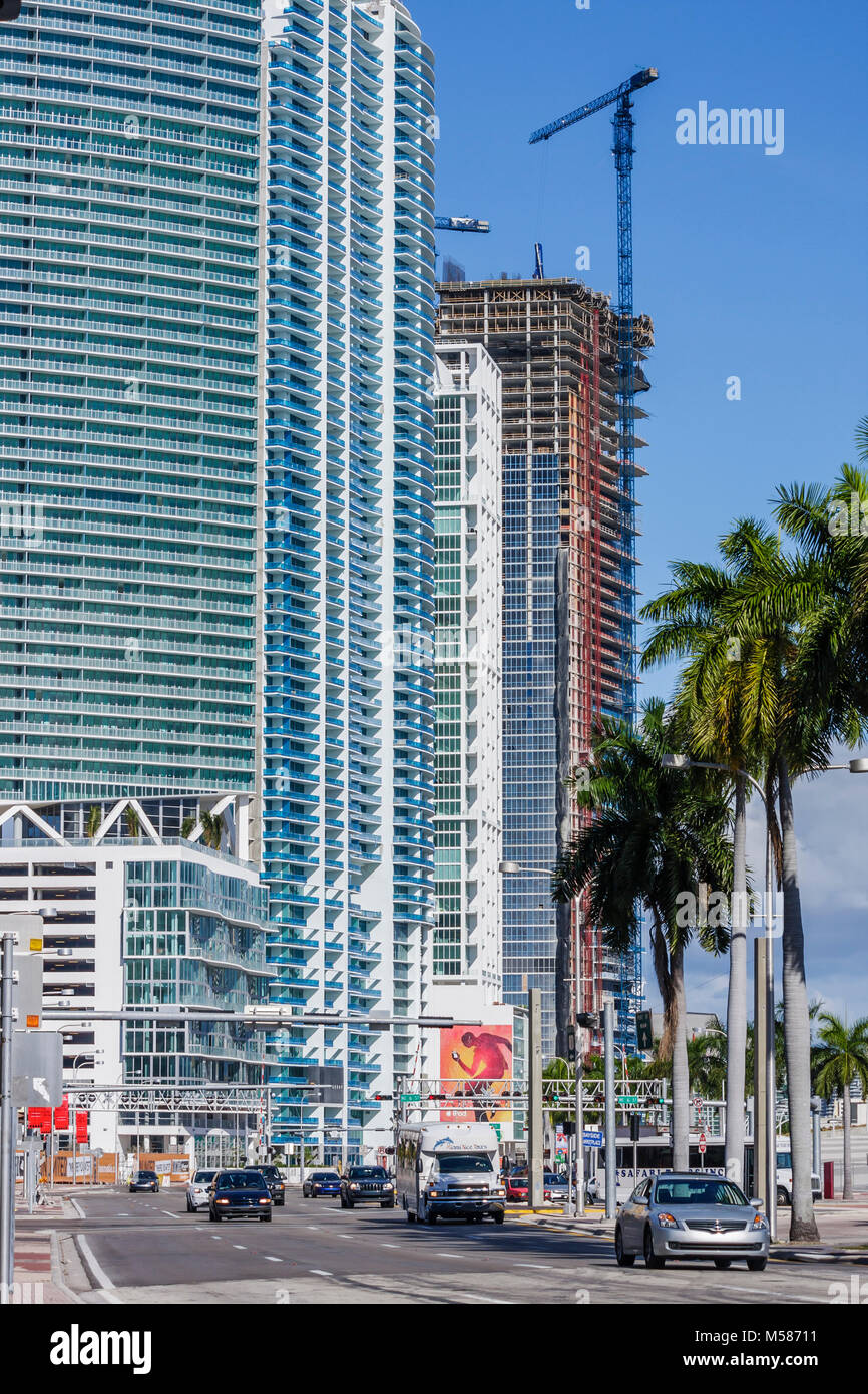 Miami Florida, Biscayne Boulevard, grattacieli grattacieli edifici condominio condomini condomini residenze residenziali apar Foto Stock