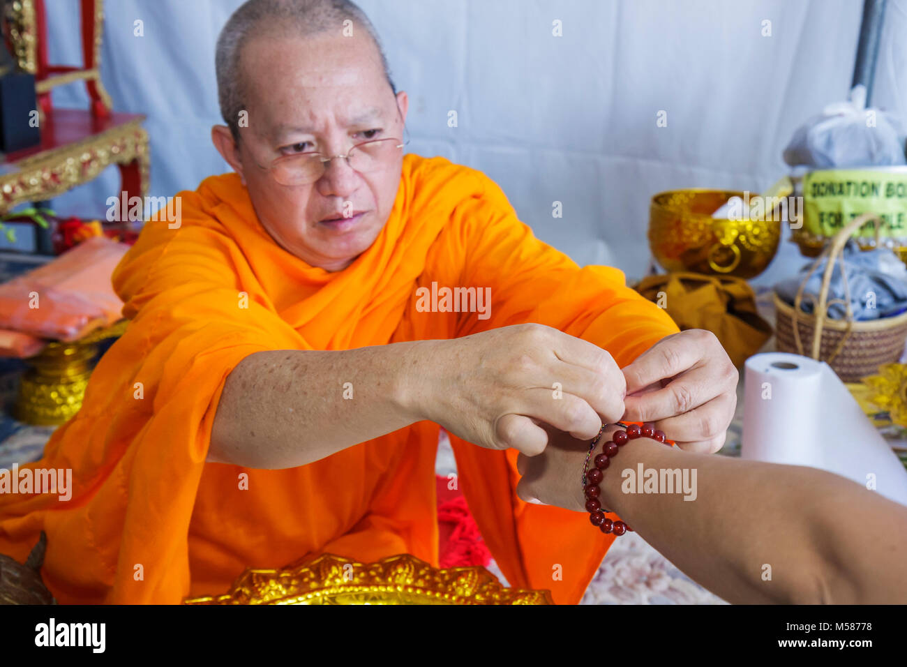 Miami Florida,Homestead,Redlands,Fruit & Spice Park,Asian Culture Festival fair,Thai,Thailandia,monaco buddista,uomo uomini maschio adulti,adulto, Foto Stock