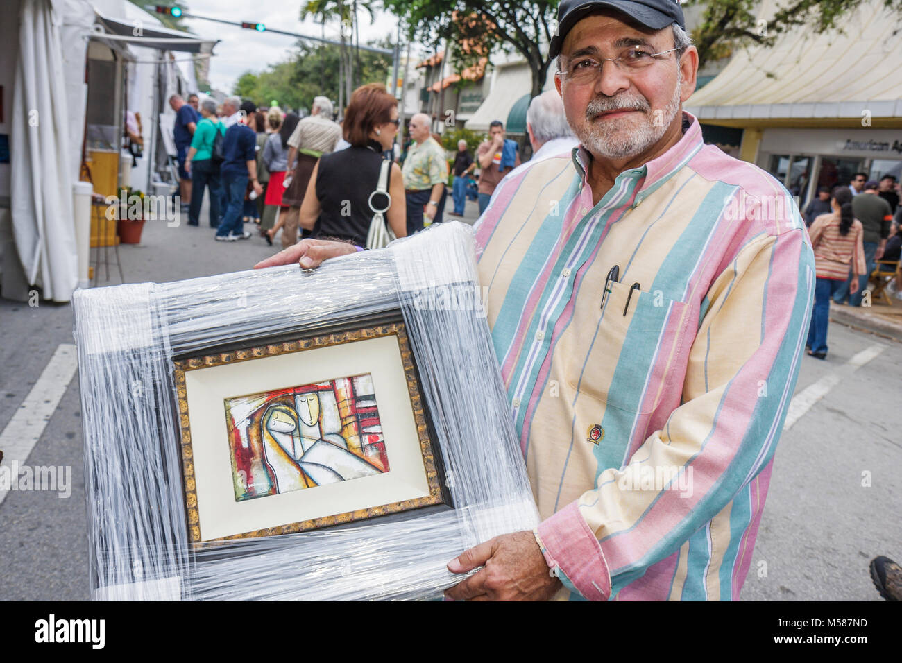 Miami Florida,Coral Gables,Miracle Mile,Coral Way,Carnaval on the Mile,Festival Ispanico,festival,celebrazione,fiera,evento della comunità,arte incorniciata Foto Stock
