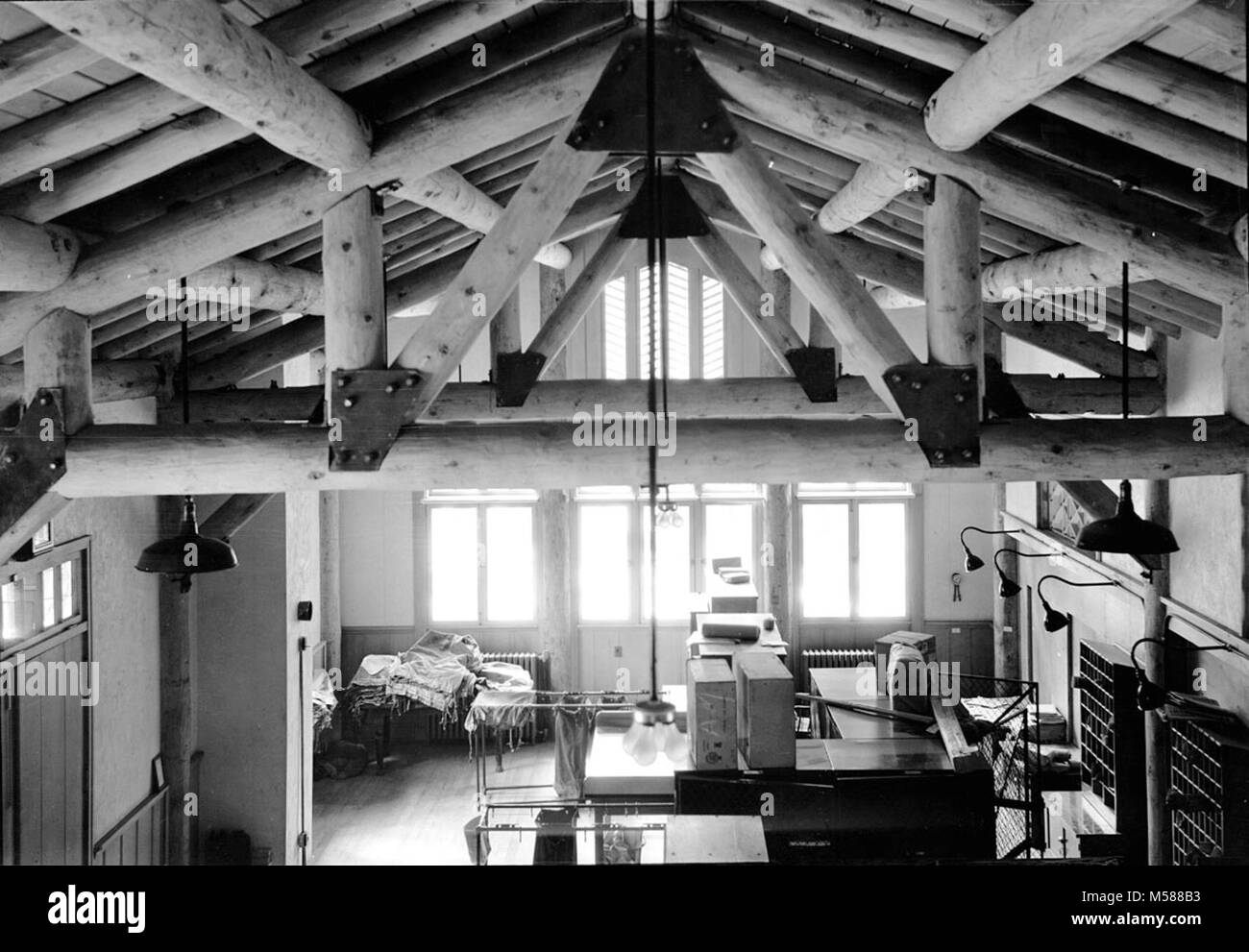 Grand Canyon Nuovo Post Office 1. Interno di DEL WEBB POST OFFICE LABORATORIO dal balcone (Edificio n. 166) 22 AGO 1935. Server dei criteri di rete Foto Stock