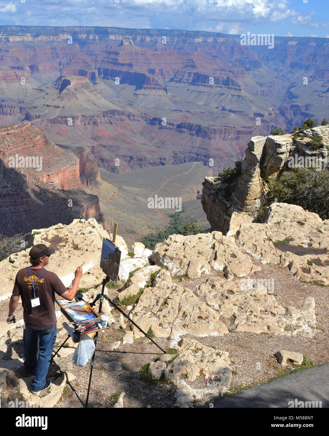 Grand Canyon celebrazione dell'arte. Artista Joshua stato dipinto durante il 2011 Celebrazione dell arte Quick Draw competetion. Ospitato ogni anno dal Grand Canyon Association, il Grand Canyon celebrazione dell arte è un evento annuale che include 6 giorni di arte eventi correlati seguita da un mese a lunga esposizione in Kolb Studio sul bordo sud del Parco Nazionale del Grand Canyon. . La celebrazione dell'Arte dispone di una trentina di artisti provenienti da tutto il paese e che si impegnano in un en plein air la concorrenza e mostra. I visitatori hanno la possibilità di osservare gli artisti vernice come essi cercano di rappresentare lo spostamento luce un Foto Stock