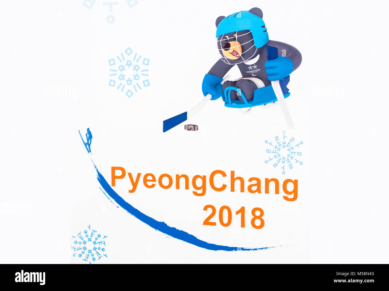 14 dicembre 2017 Mosca, Russia simboli XII i Giochi paraolimpici invernali di Pyeongchang, Repubblica di Corea Foto Stock